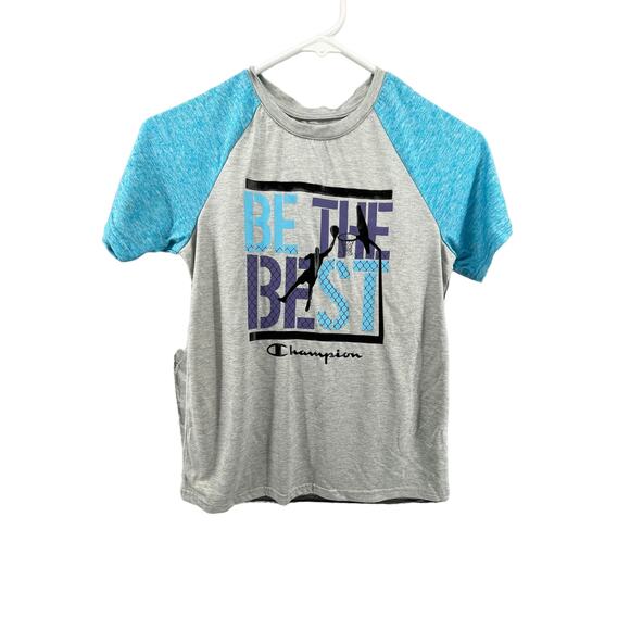 Champion Boys Gray Blue Graphic Short Sleeve T-Shirt Youth Size 10/12 - Picture 1 of 5